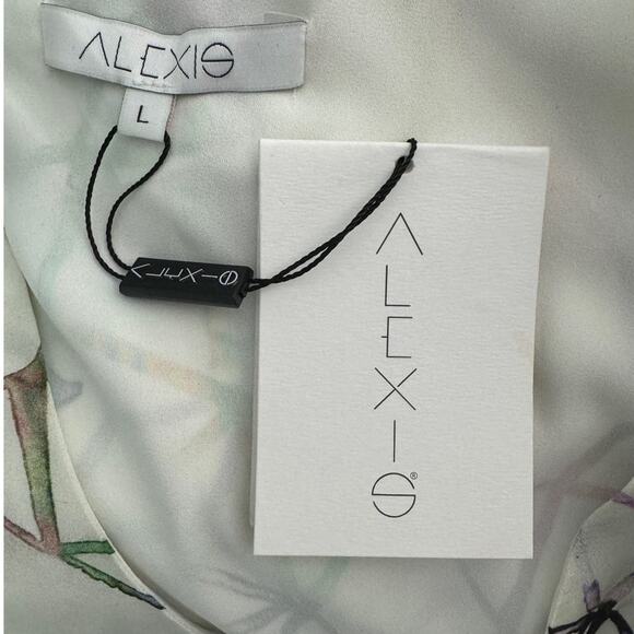 Alexis Giovanna Flounce Bell Sleeve 100% silk watercolor Mini Dress size US 8-10 - Picture 6 of 10